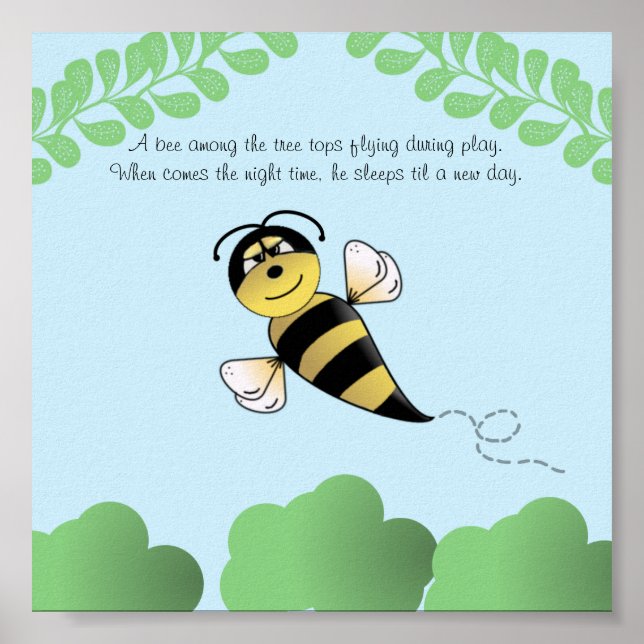 Affiches Nurserie ou Chambre d'Enfant abeille bourdon (Devant)