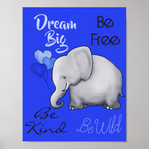 Affiches Nursery Éléphant Mignon Rêve Inspirationnel