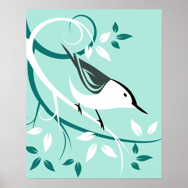 Affiches Nuthatch Stylisé Bird Design (Devant)