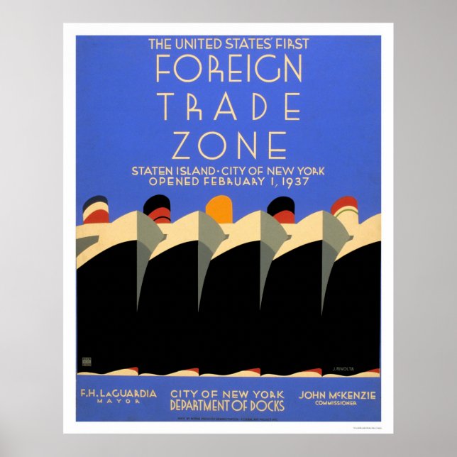 Affiches NY Zone de commerce extérieur 1937 WPA (Devant)