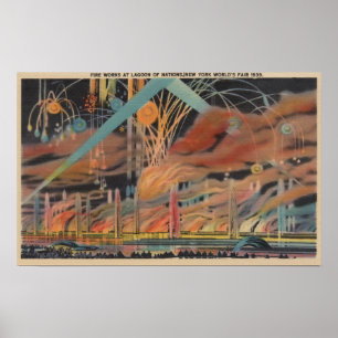 Affiches NYC, NY - Feu d'artifice dans la lagune des mondes