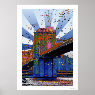 Affiches NYC psychédélique : pont Brooklyn #2