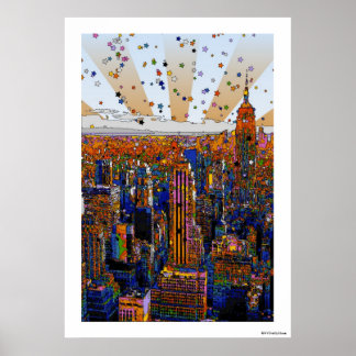 Affiches NYC psychédélique Skyline : ESB, WTC #1