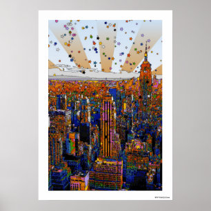 Affiches NYC Skyline psychédélique : ESB, WTC #1