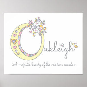 Affiches O monogramme art Oakleigh filles nom signifiant af