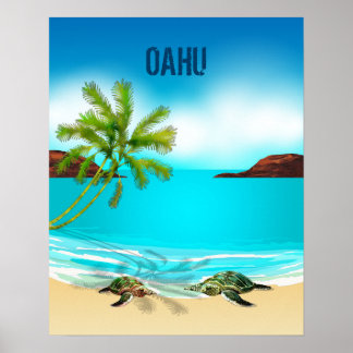 Affiches Oahu Hawaii Travel