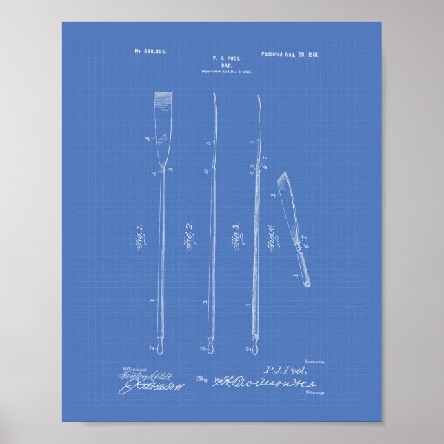 Affiches Oar 1901 Patent Art - Blueprint (Devant)