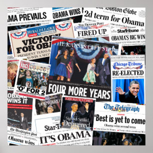 Affiches Obama gagne 2012 collages en première page de