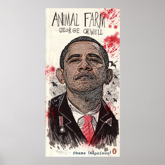Affiches Obama is Napoleon in George Orwell's "Animal Farm" (Devant)