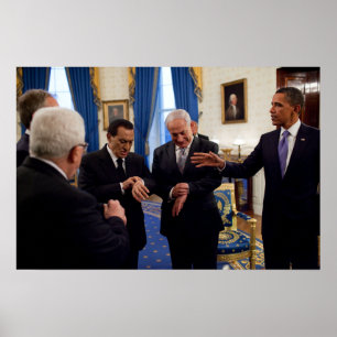 Affiches Obama Meets Netanyahu & Mubarak In White House