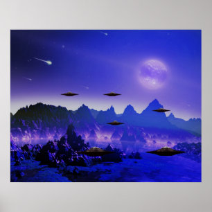 Affiches Objet volant UFO dans l'espace