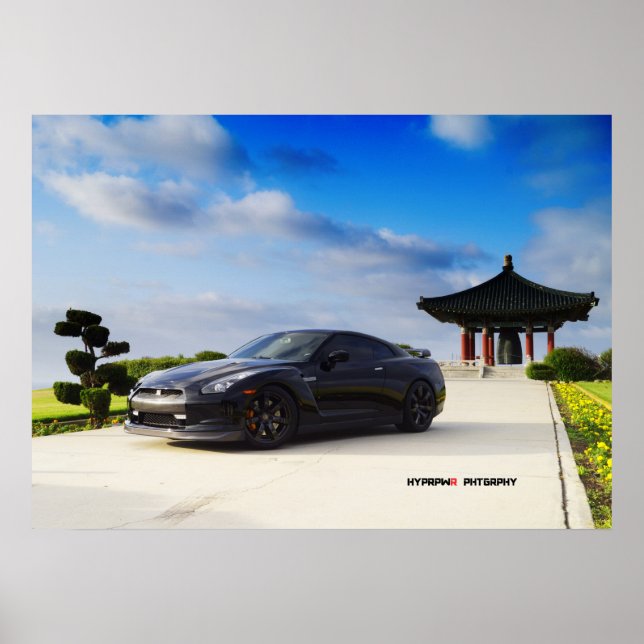 Affiches "Obsidian" Nissan GT-R R35 avec carbone (Devant)