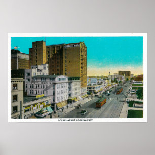 Affiches Ocean Avenue En regardant vers l'est, Long Beach