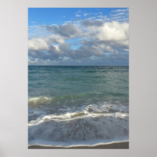 Affiches Océan bleu clair, plage et ciel