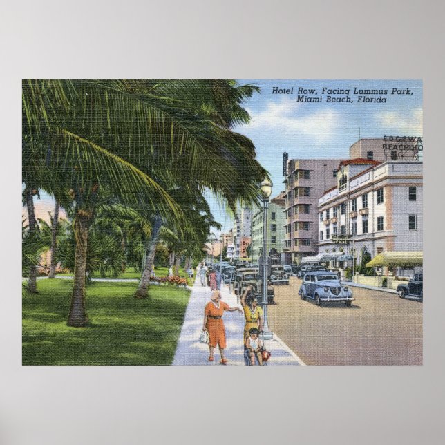 Affiches Ocean Drive, Miami Beach Vintage (Devant)