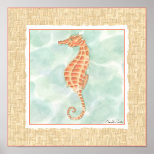 Affiches Ocean Orange Seahorse