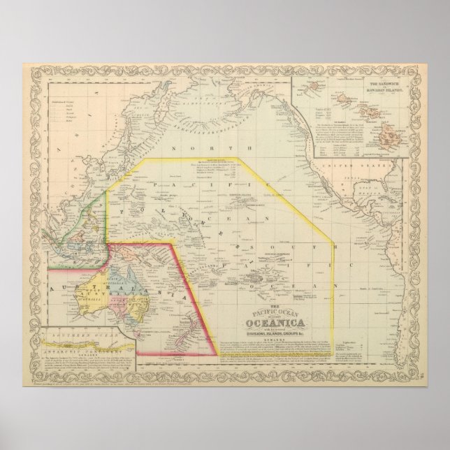 Affiches Océan Pacifique, y compris Océanie (Devant)