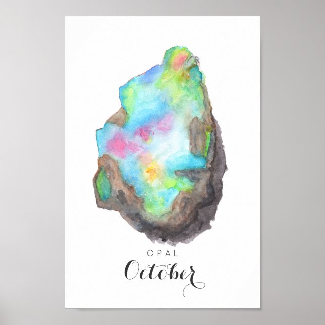 Affiches Octobre Pierre de naissance - Aquarelle Opal | Pos (Devant)