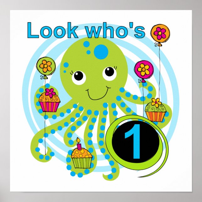 Affiches Octopus 1er Anniversaire T-shirts et cadeaux (Devant)