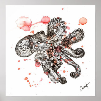 Affiches Octopus aquarelle