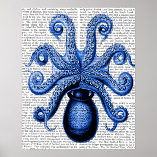 Affiches Octopus bleu vintage 1 sous