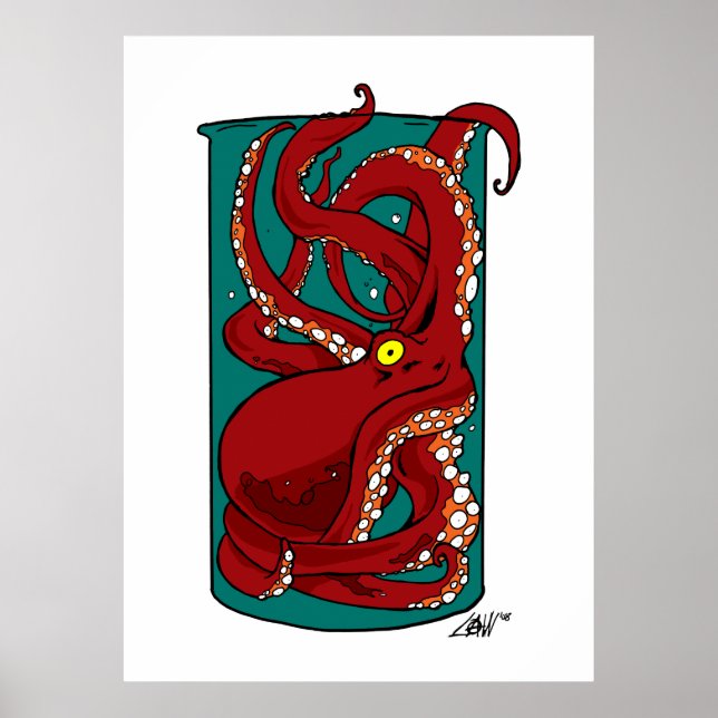 Affiches Octopus dans un bocal (Devant)