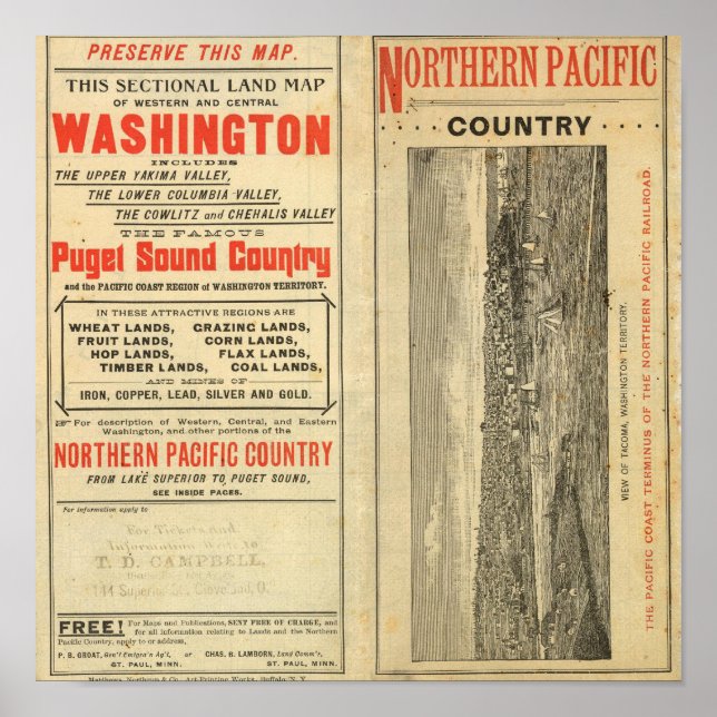 Affiches Octroi de terres Washington et Oregon (Devant)
