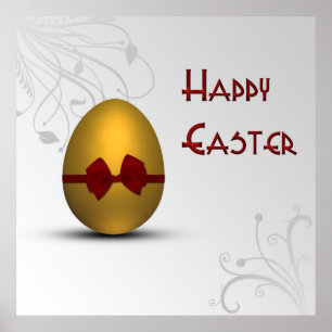 Affiches OEuf de Pâques doré avec Motif de fleurs de cou