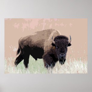 Affiches Oeuvre d'art américaine de Bison Buffalo