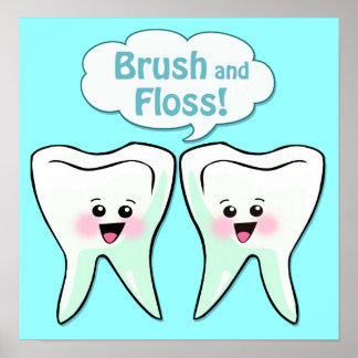 Affiches Oeuvre d'art pour dentistes de brosse et de fleur