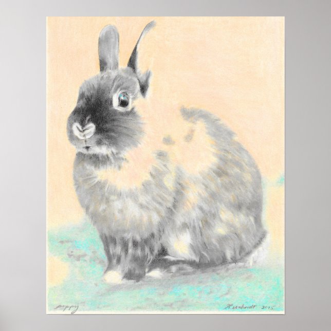 Affiches Œuvre d'art pour nurserie, art original de lapin (Devant)