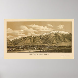 Affiches Ogden, carte panoramique d'UT - 1889