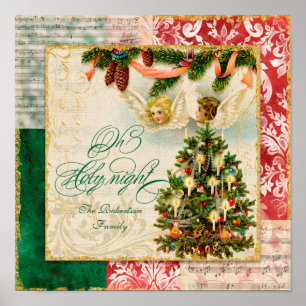 Affiches Oh Holy Night Vintage Noël Carol Sheet Music