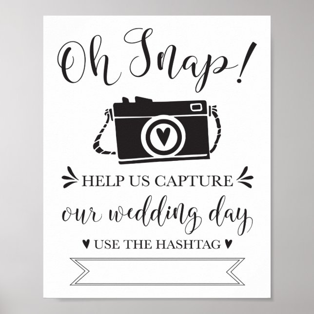 Affiches Oh Snap Mariage Hashtag (Devant)