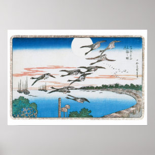 Affiches Oies en vol - Hiroshige Vintage