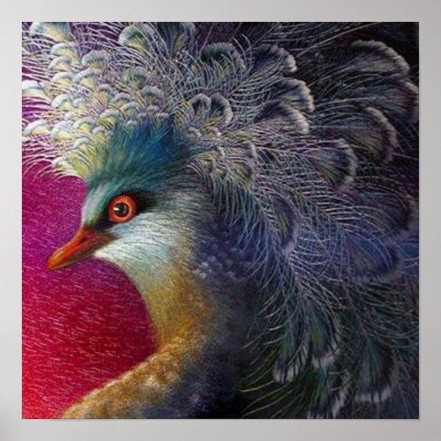 Affiches Oiseau baroque français coloré Broderie Phoenix (Devant)