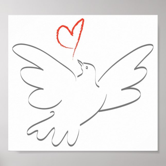 Affiches Oiseau de paix et de coeur (Devant)