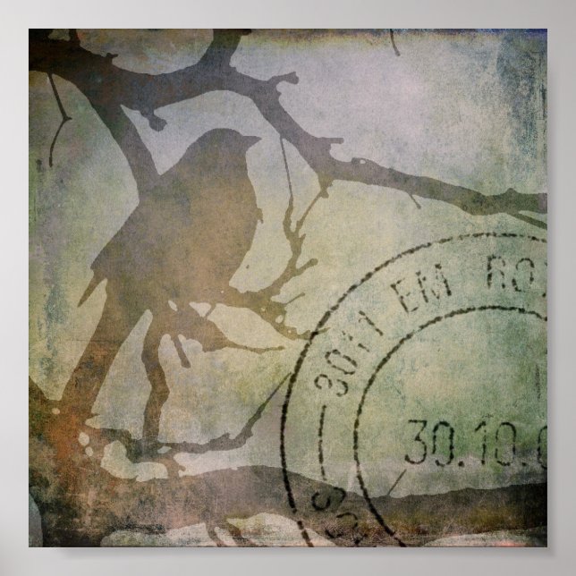 Affiches Oiseau sur une branche (Devant)