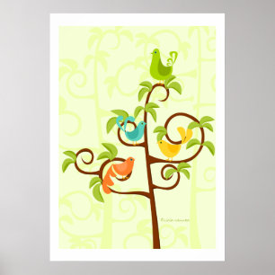 Affiches Oiseaux d'un arbre
