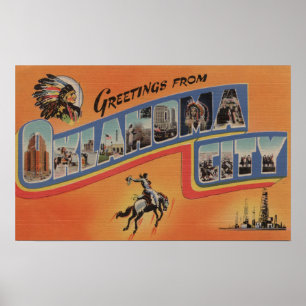 Affiches Oklahoma City, Oklahoma - Scènes de grandes lettre