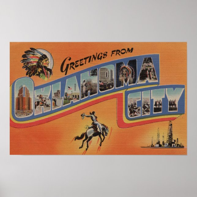 Affiches Oklahoma City, Oklahoma - Scènes de grandes lettre (Devant)