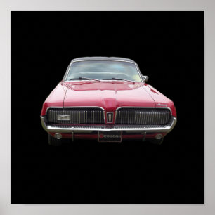 Affiches Old classic mercury cougar red front end