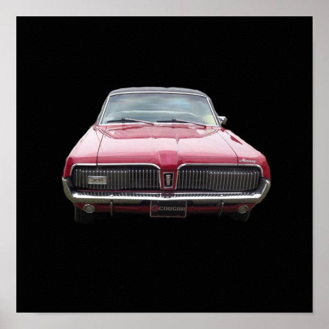 Affiches Old classic mercury cougar red front end (Devant)