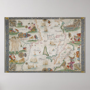 Affiches Old fashioned Mediterranean sea map