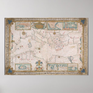 Affiches Old Mediterranean sea map