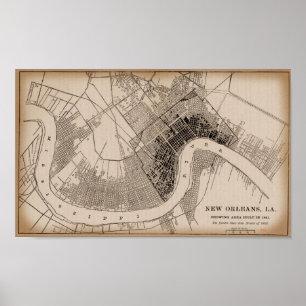 Affiches Old New Orleans 1841 Map