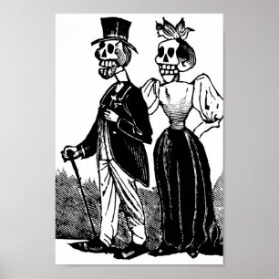 Affiches Old Skeleton Couple circa early 1900s, Mexico