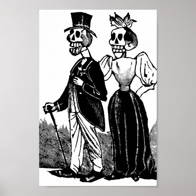 Affiches Old Skeleton Couple circa early 1900s, Mexico (Devant)