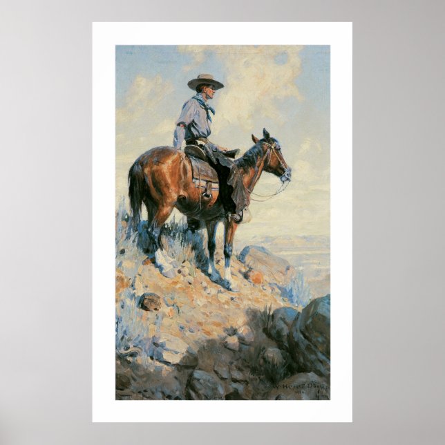 Affiches Old West Cowboy of the Plains Art Imprimer l'affic (Devant)