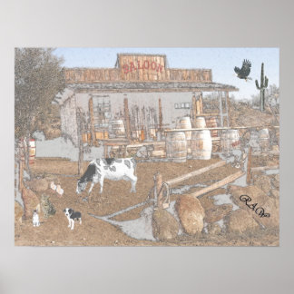 Affiches Old West Saloon Photo-clip-art - effet charbon